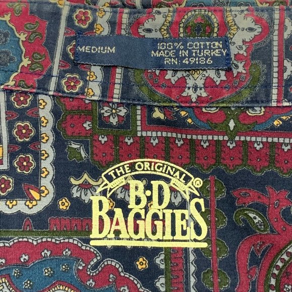 BD Baggies Mens Multicolor Regular Button Front Paisley Shirt Size Medium - Picture 4 of 4